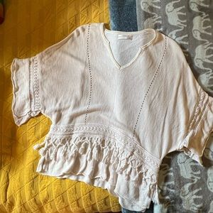 Anthropologie Fringed Crop Sweater